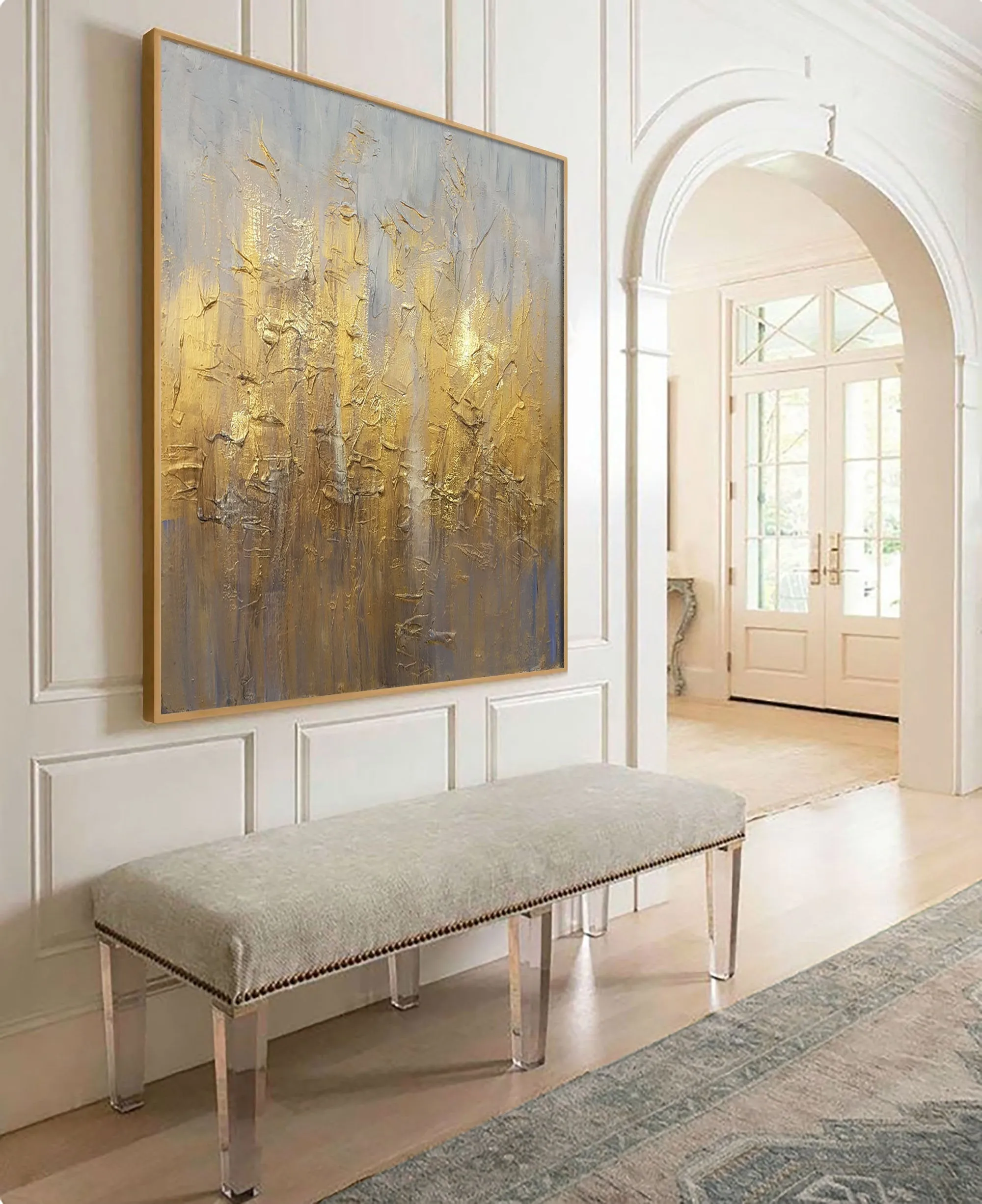 Glod Abstract Painting On Canvas Oversized Acrylic Painting Sp059