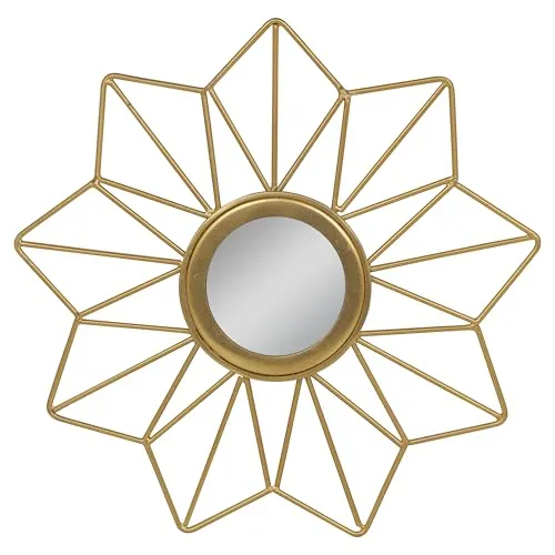 Metro Kreations Decorative Wall Mirror Set, 3 Pieces, Sunburst Design, Brass Finish | Glamour Design Wall Mount Hanging Mirror Sculpture,Wall Mirror for Living Room, Dining Hall, Bedroom